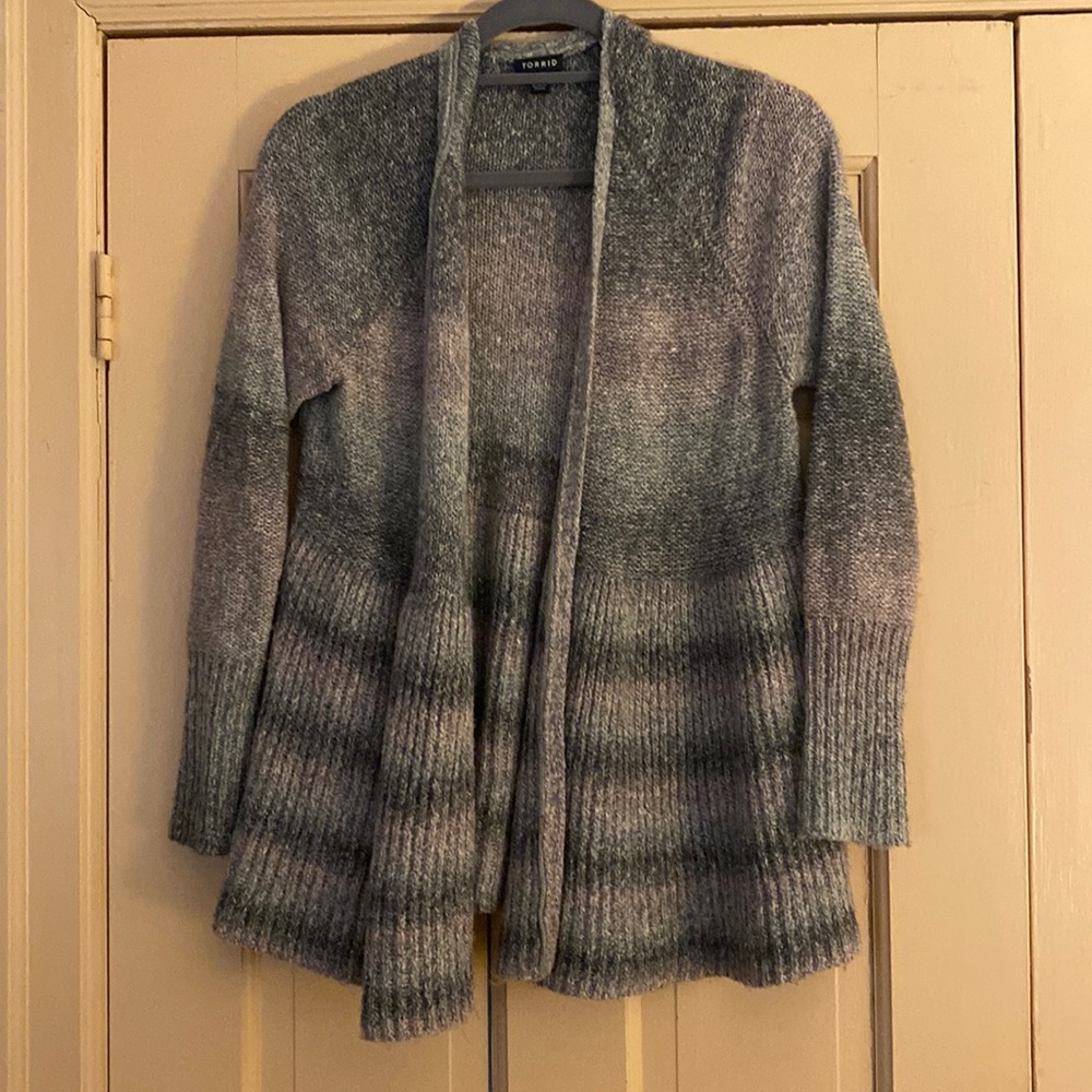 Ombré Stripe Open Front Cardigan